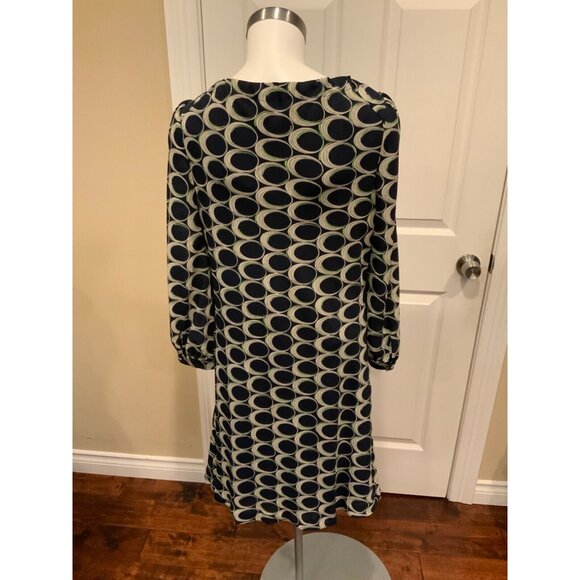 Moulinette Soeurs Blue Shift Dress w/ Circle Print & Tie-Neck, Size 2 (US) - Picture 5 of 6